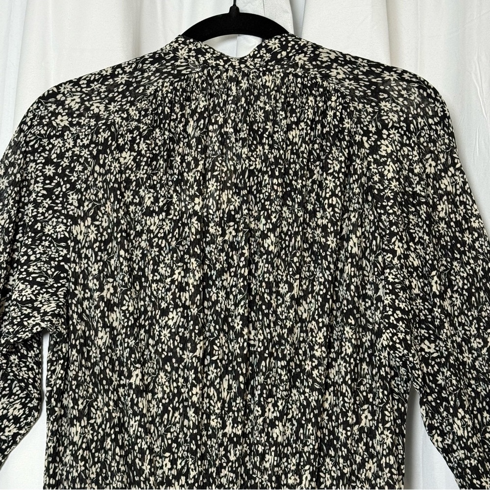 MNG Mango Floral Smocked Mini Dress Black White Boho Medium NWT - Picture 10 of 16